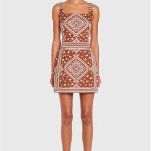Amanda Uprichard Brown and White Mini Dress AUGUSTINE DRESS